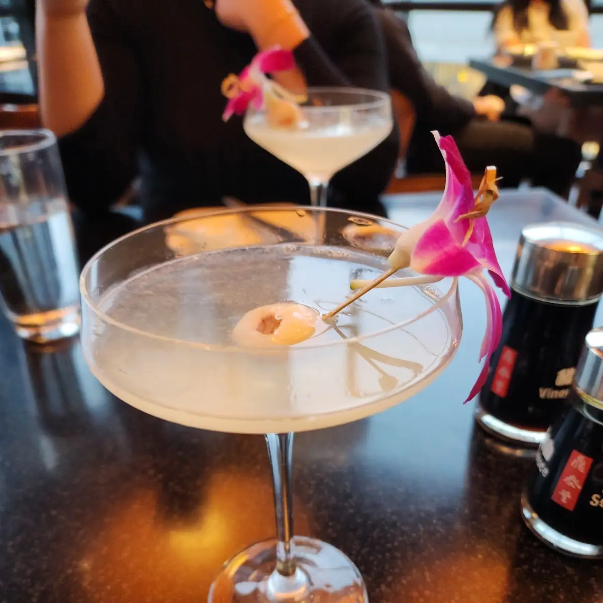 Lychee Martini with Orchid Garnish