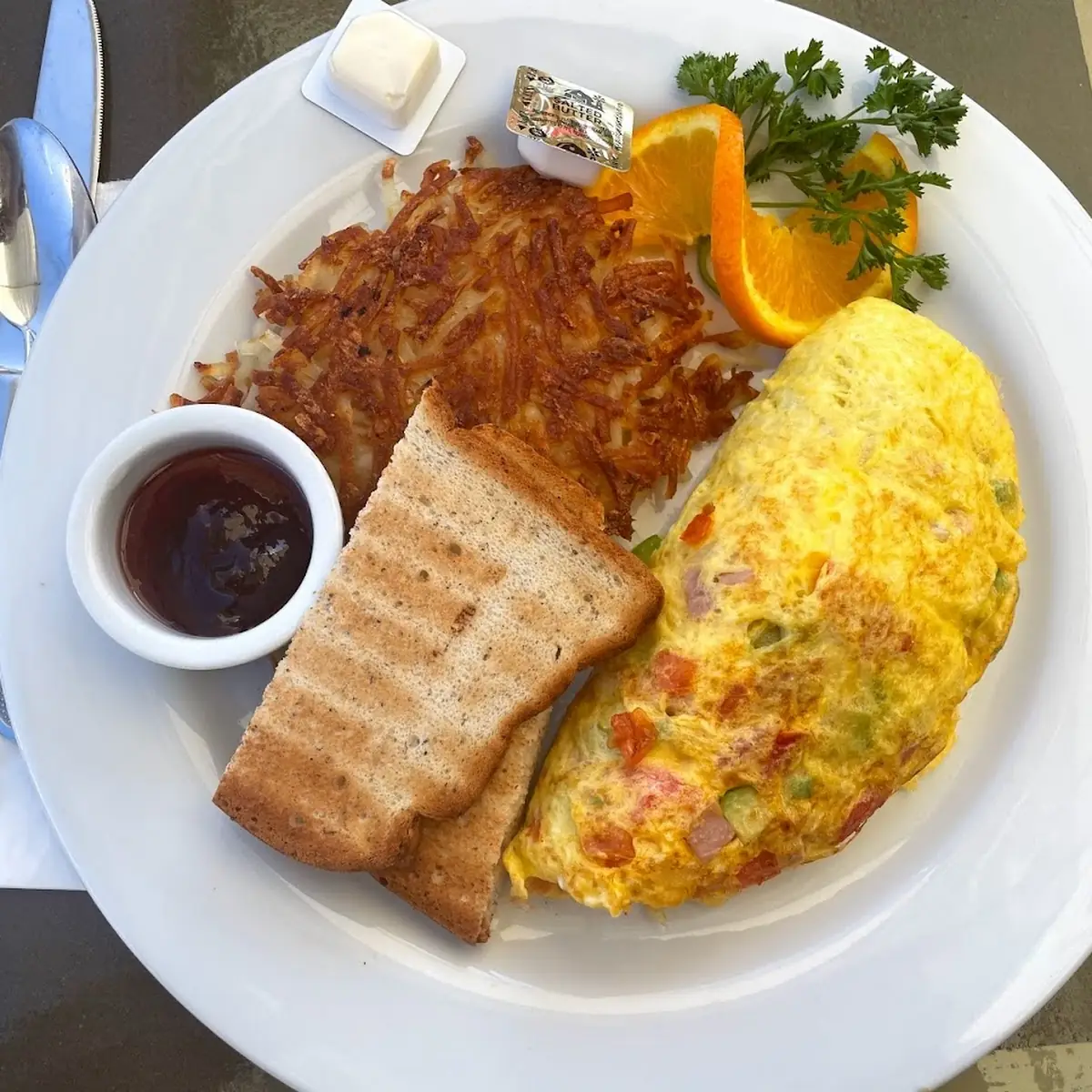 Hash Browns and Fruit
