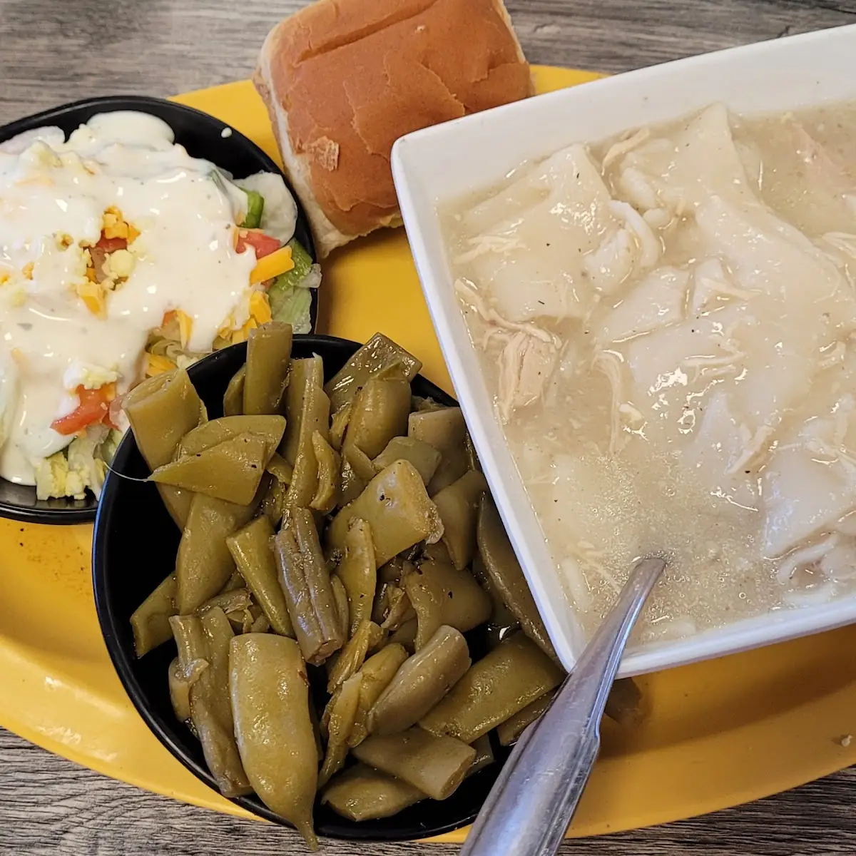 Chicken Pastry Green Beans Side Salad