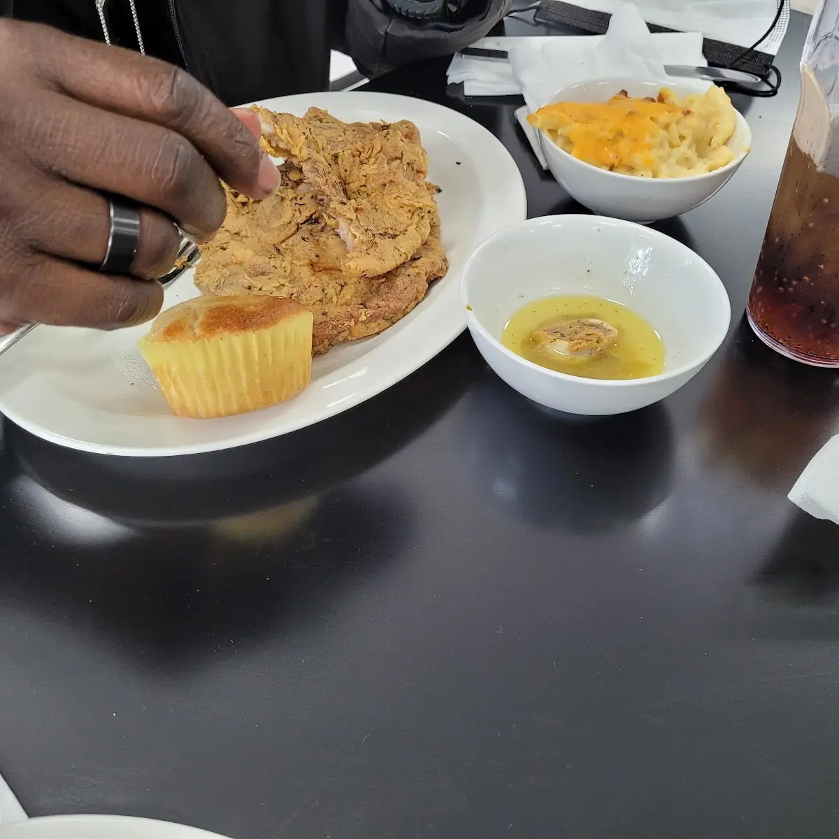 Fried Pork Chops and Mac and Cheese