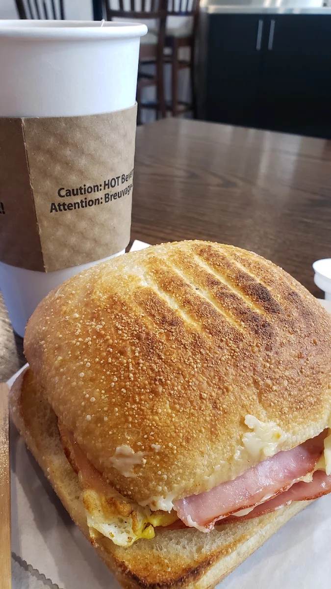 Breakfast Sandwich and Tea