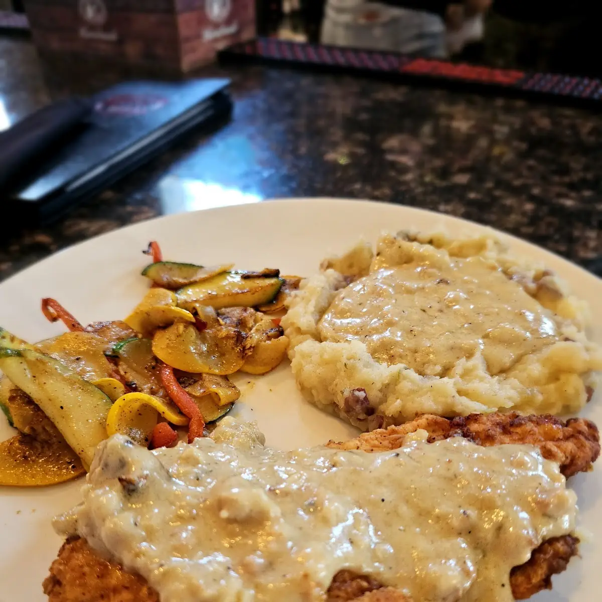 Chicken Fried Steak with Gravy and Vegetables