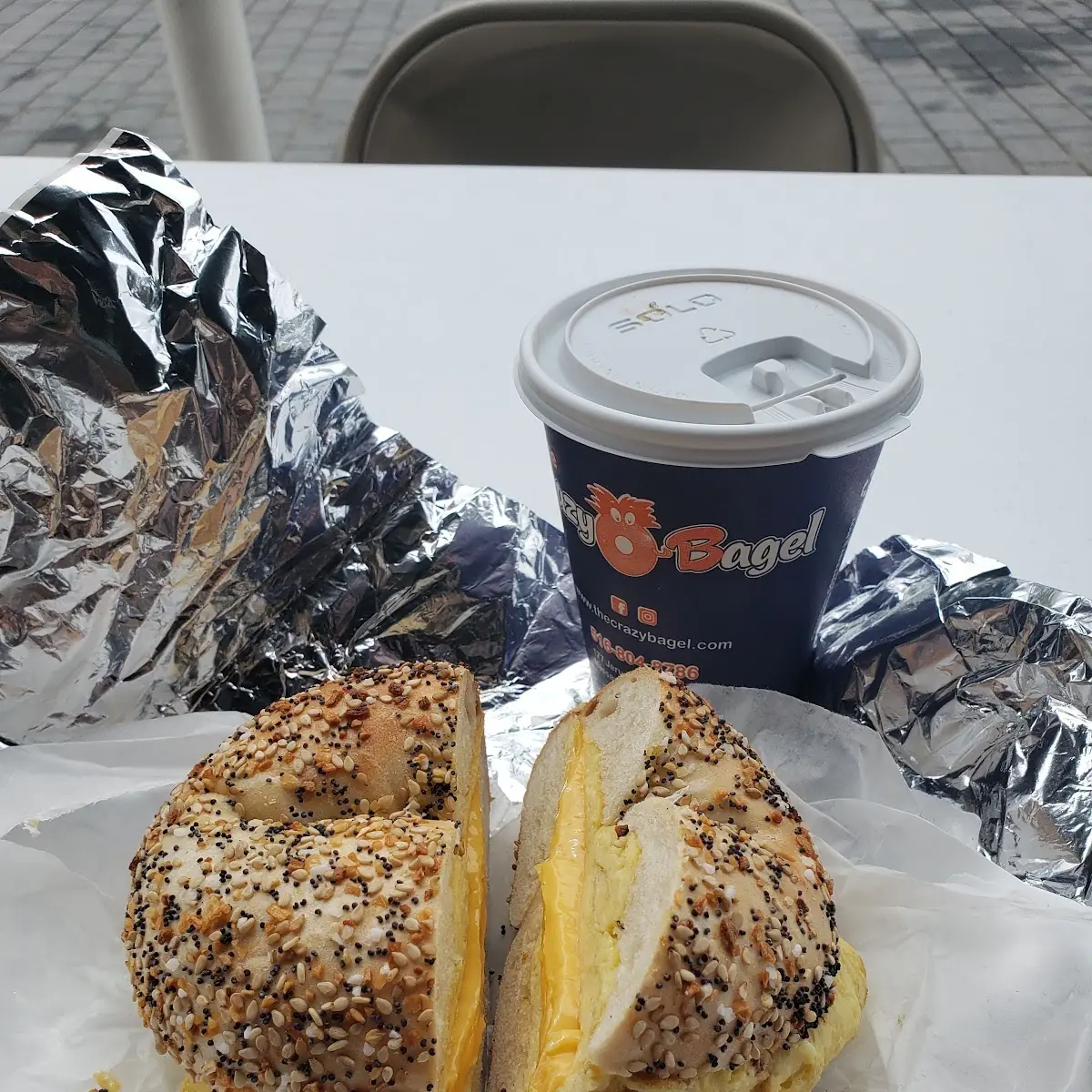 Egg and Cheese Everything Bagel