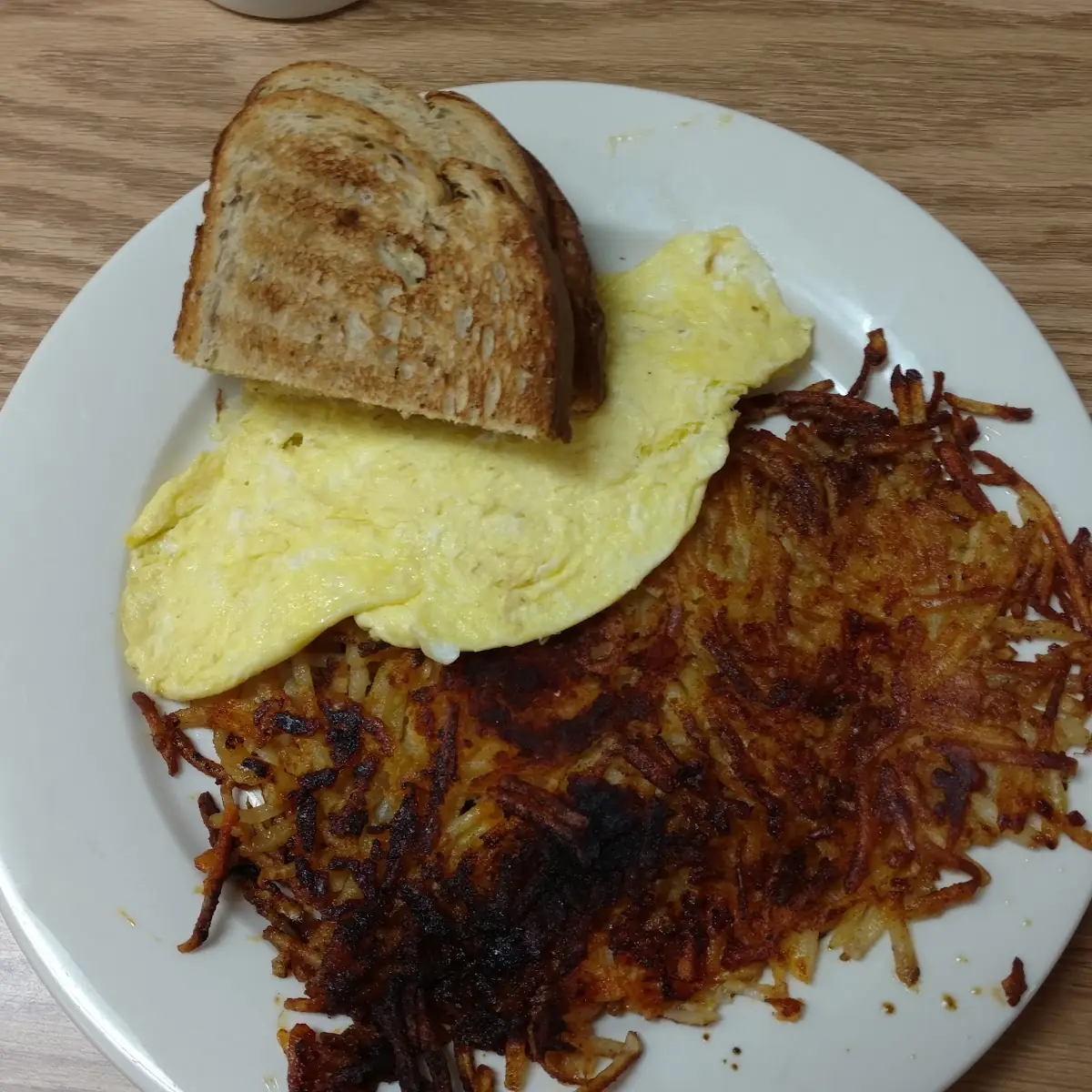 Crispy Hash Browns Scrambled Eggs & Toast