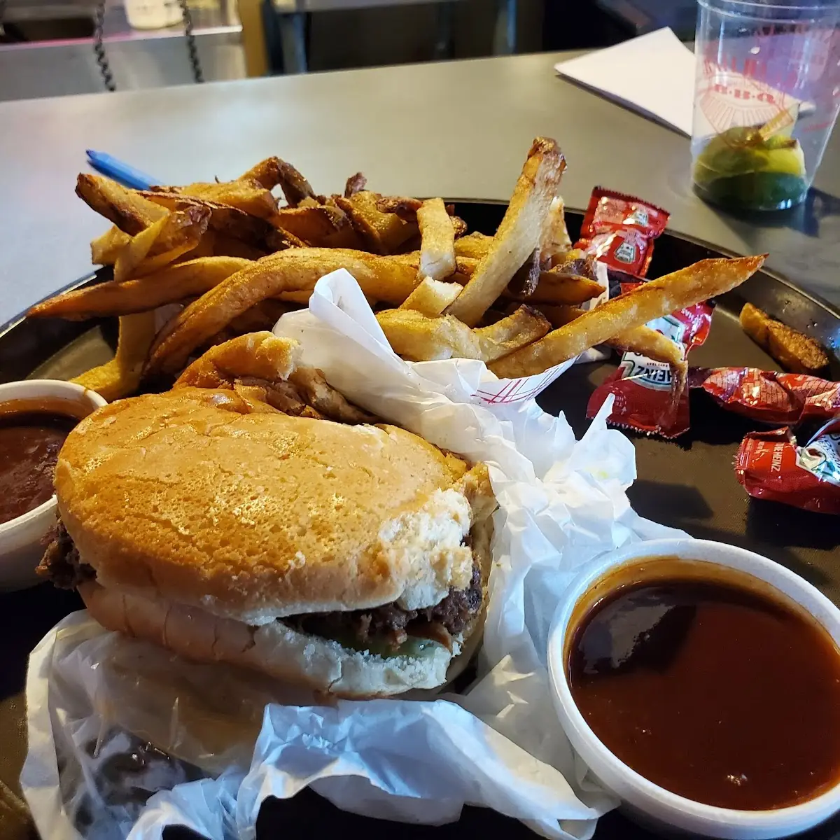 Chopped BBQ Sandwich with French Fries