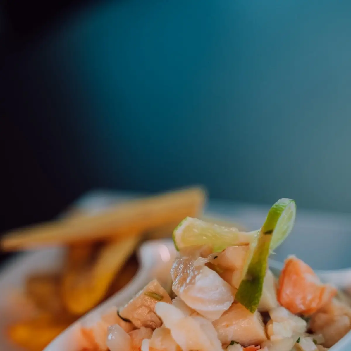 Mahi-Mahi and Shrimp Ceviche with Plantain Chips