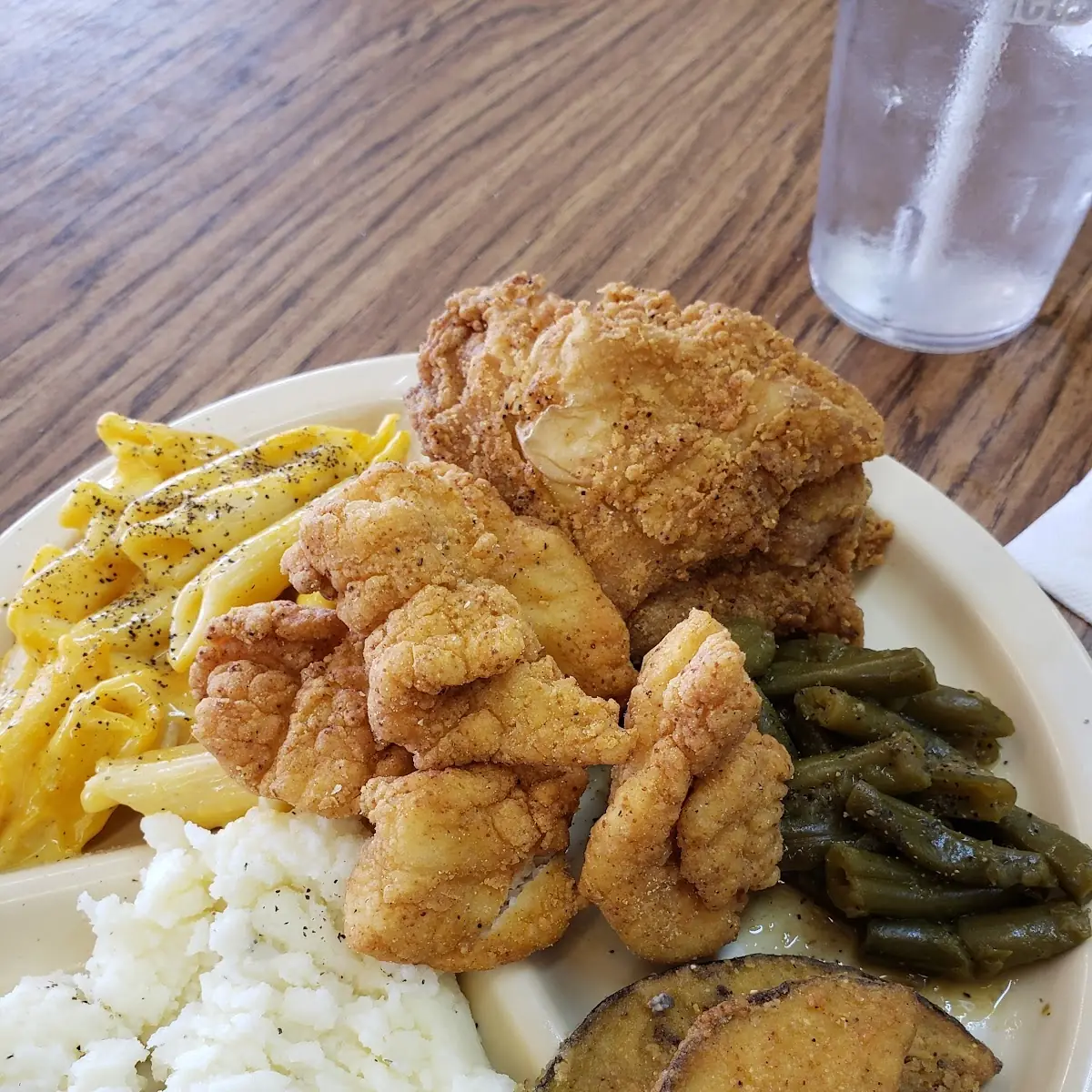 Fried Chicken Mashed Potatoes Fried Fish and Greens