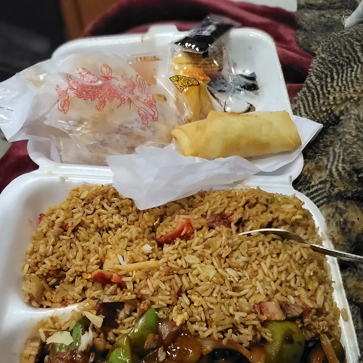 Pepper Steak Egg Roll Fried Rice