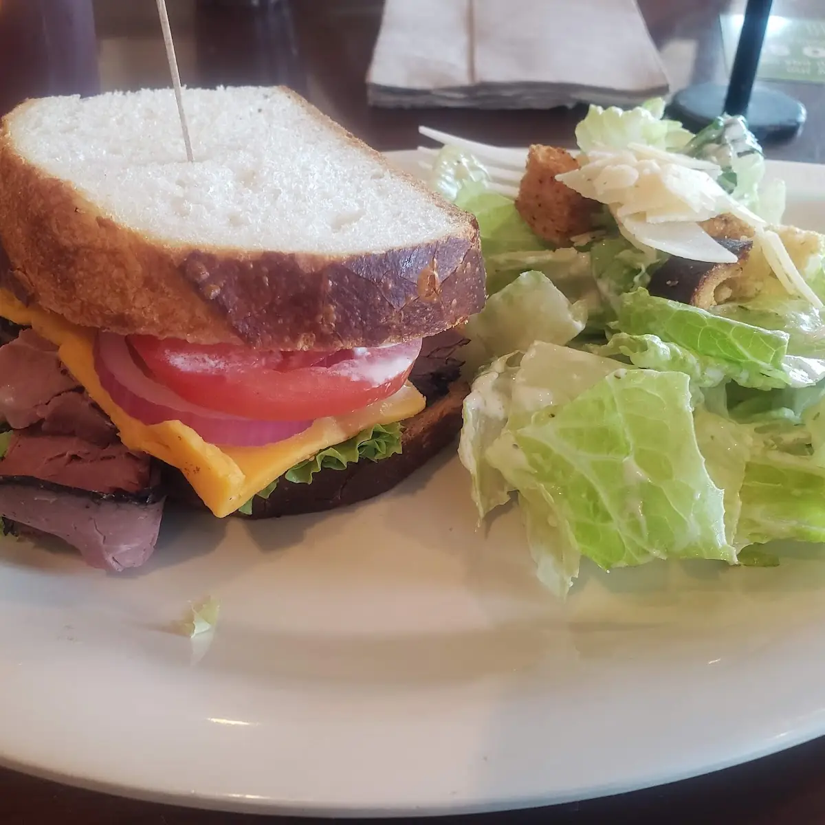Roast Beef with Cheddar and Cesar Salad