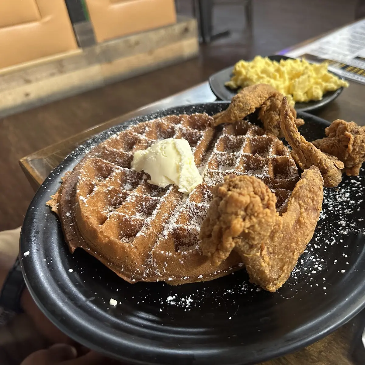 Chicken and Waffles with a Side of Scrambled Eggs