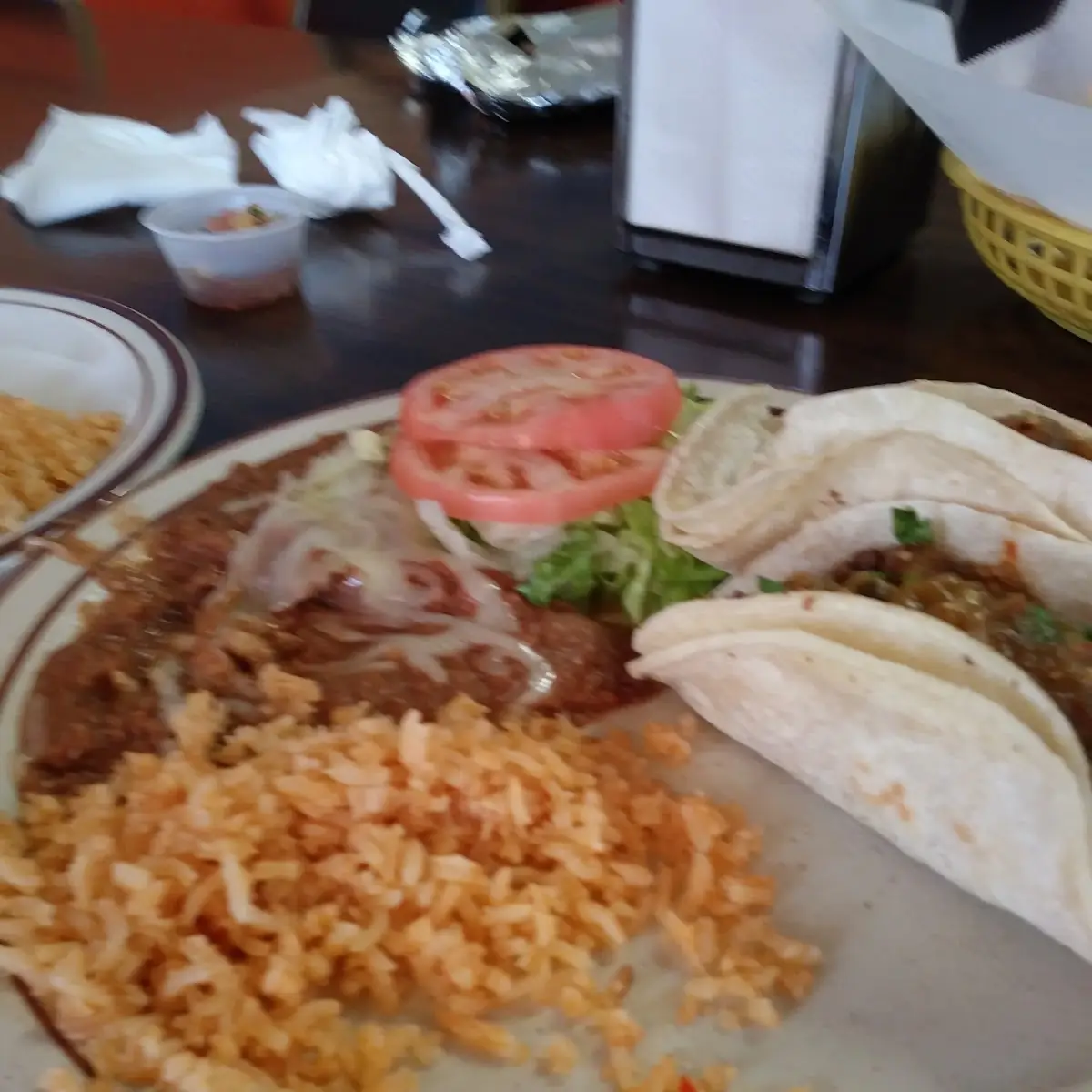 Carne Asada Taco with Rice and Beans