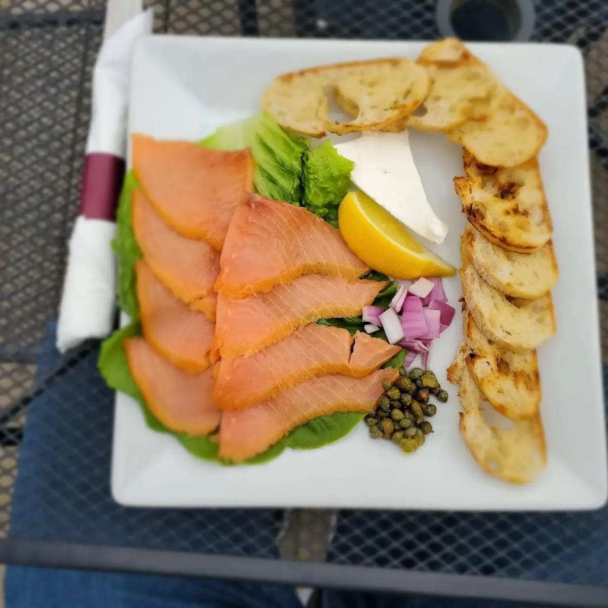 Smoked Salmon with Cream Cheese and Bread