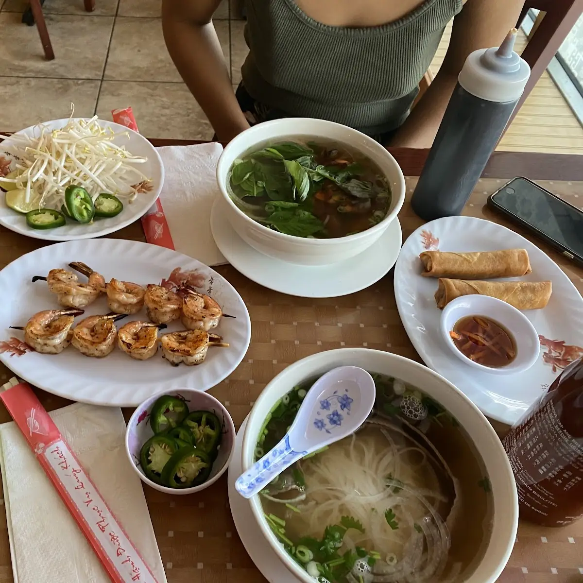 Shrimp Pho Chicken Pho Grilled Shrimp Vegetable Spring Roll