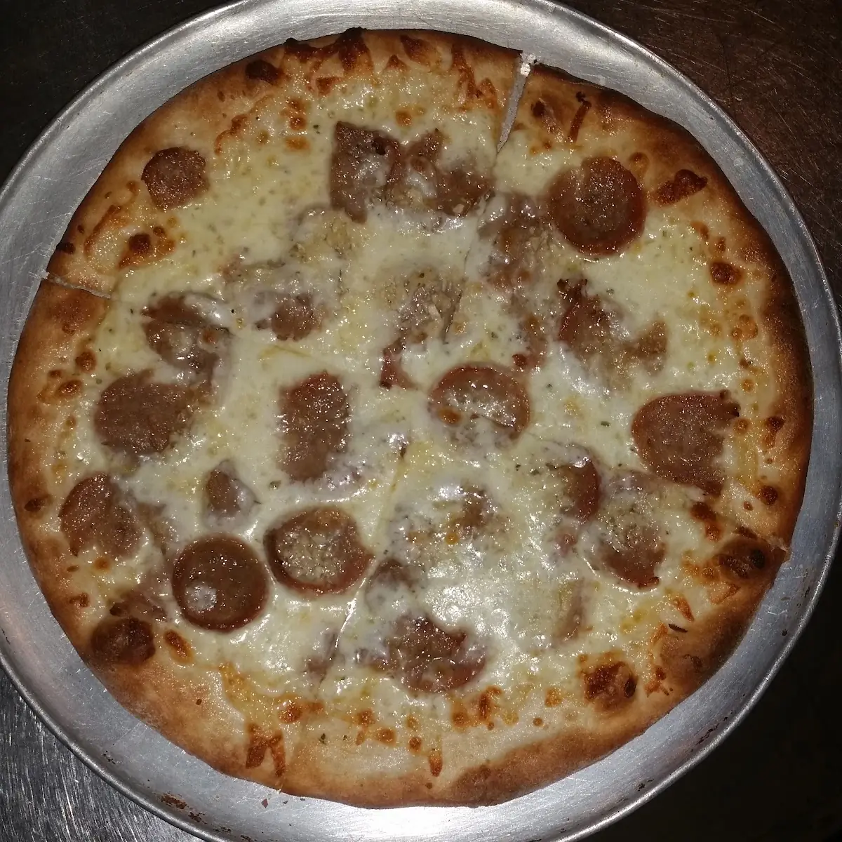 White Pizza Sausage Pizza