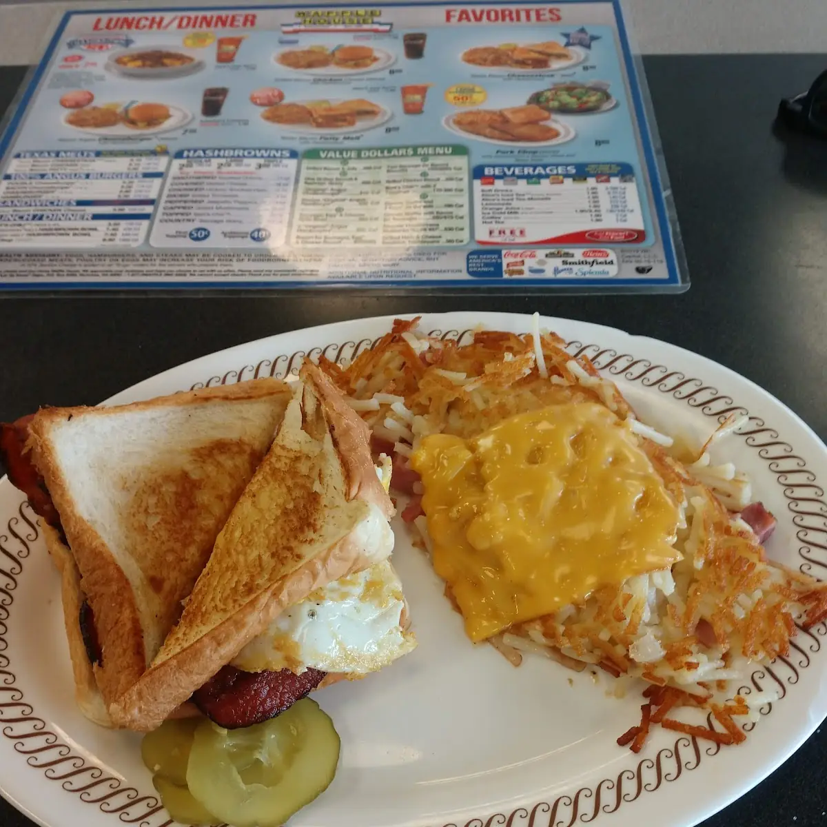 Bacon Egg and Cheese Sandwich with Hash Browns