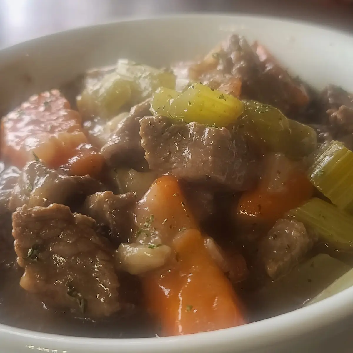 Irish Lamb Stew with Lab Cube Carrtos Celery Onion Potatoes and Home-Made Irish Soda Bread