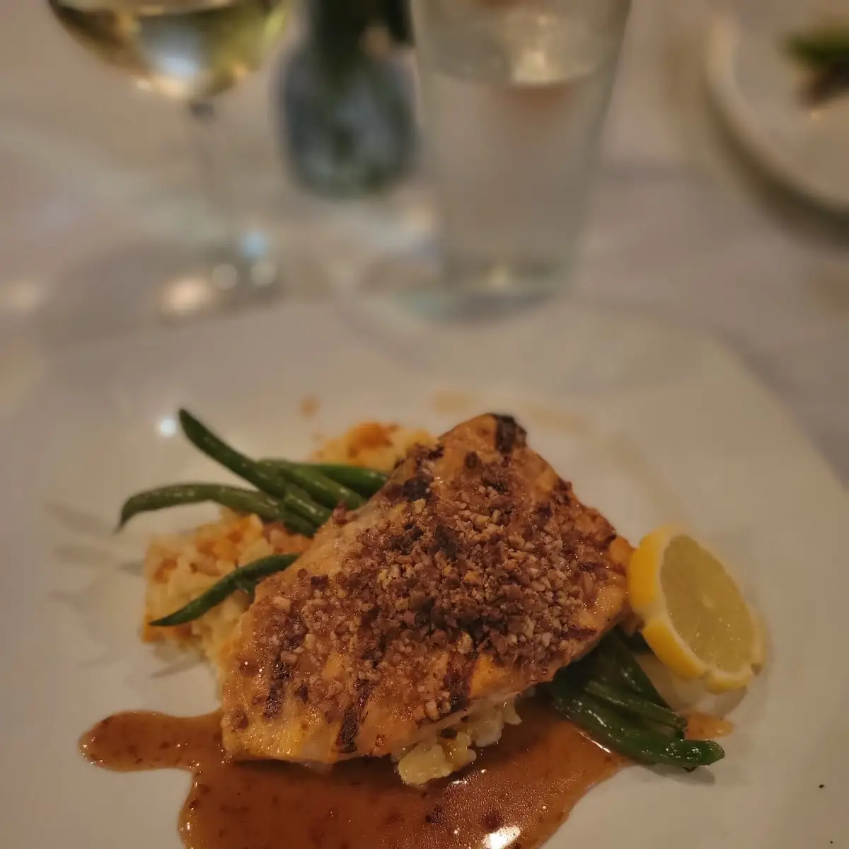 Pecan Salmon w Sweet Potato Risotto
