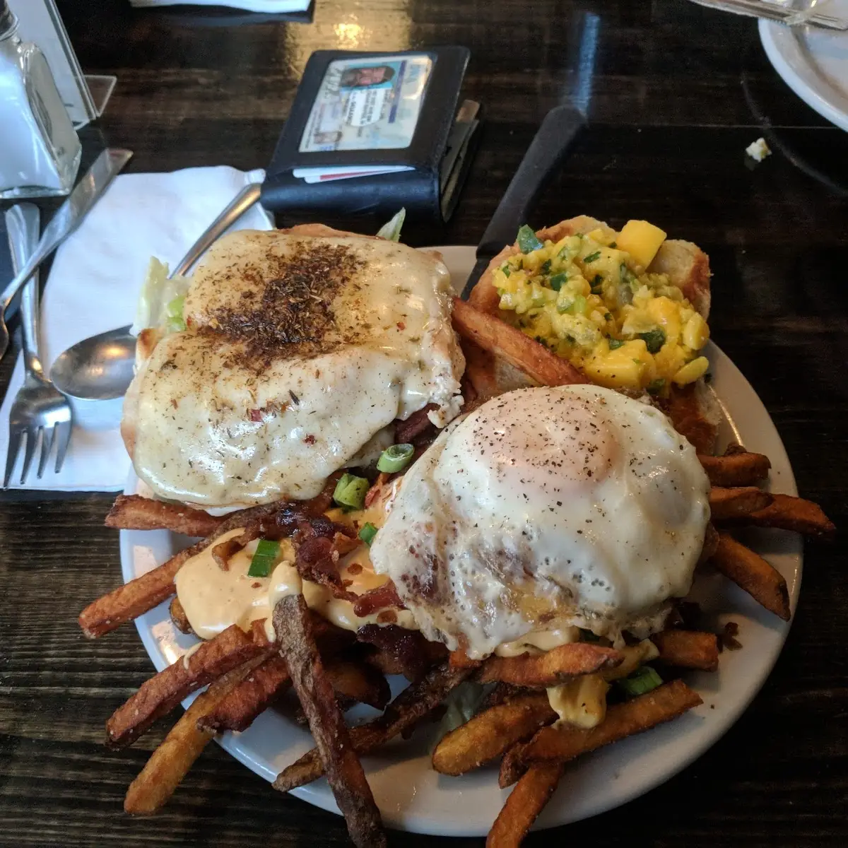 Loaded Cheese Fries with Fried Egg