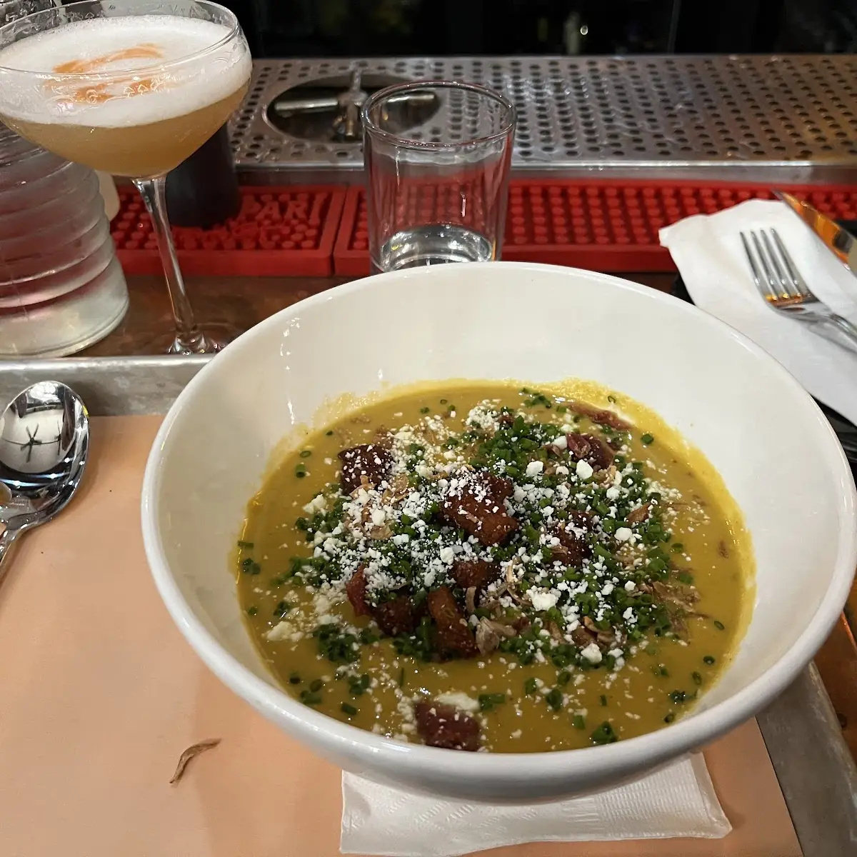 Pea Soup with Smoked Bacon, Sawyer's Craft BBQ