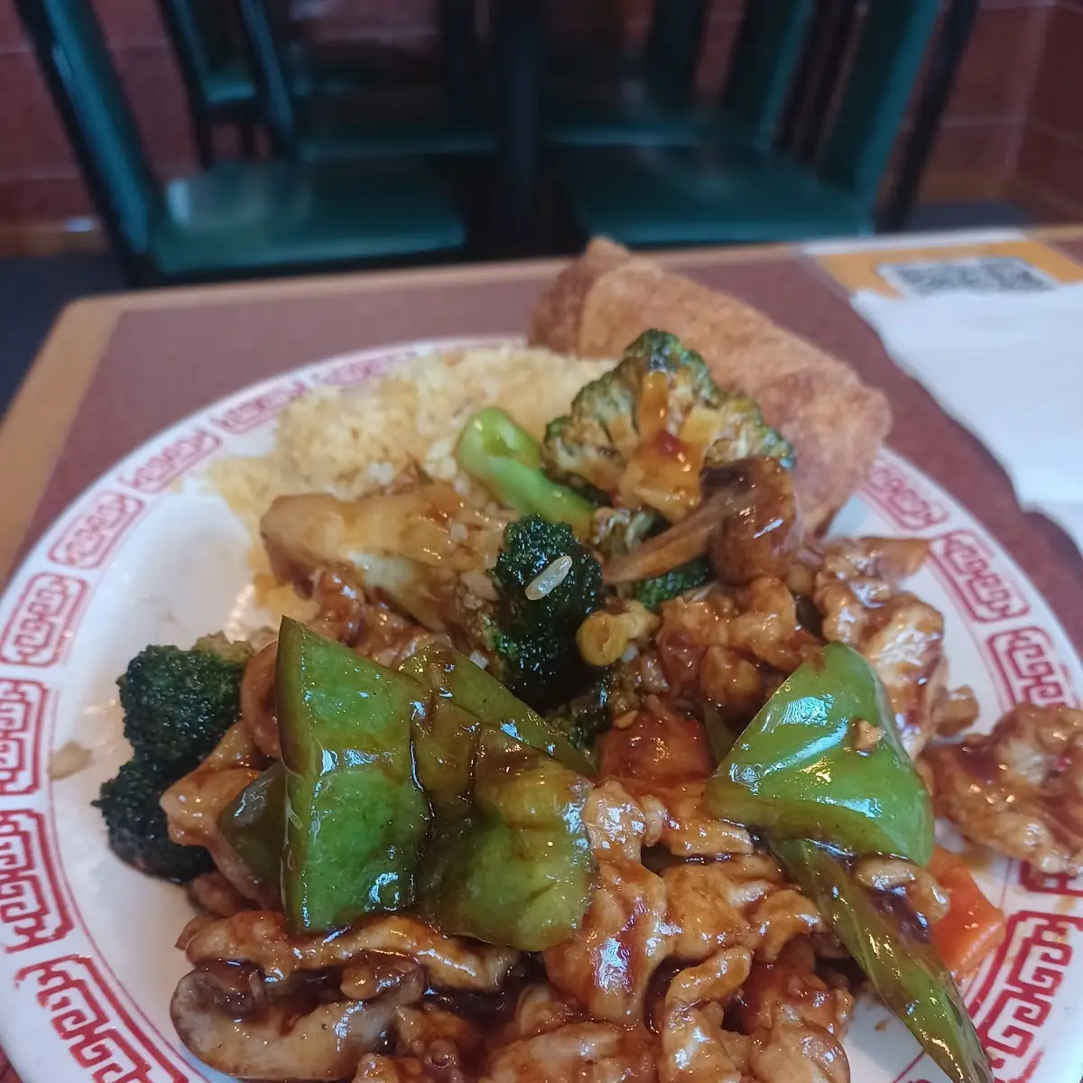 Hunan Chicken Pork Fried Rice Egg Roll