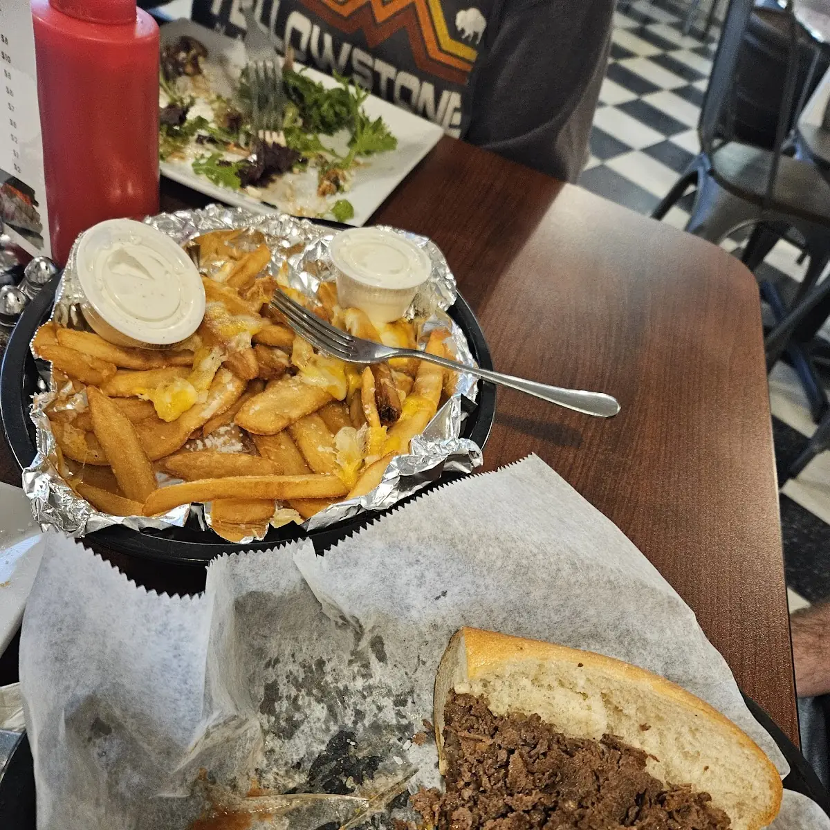 Plain Cheese Steak and Large Order Cheese Fries