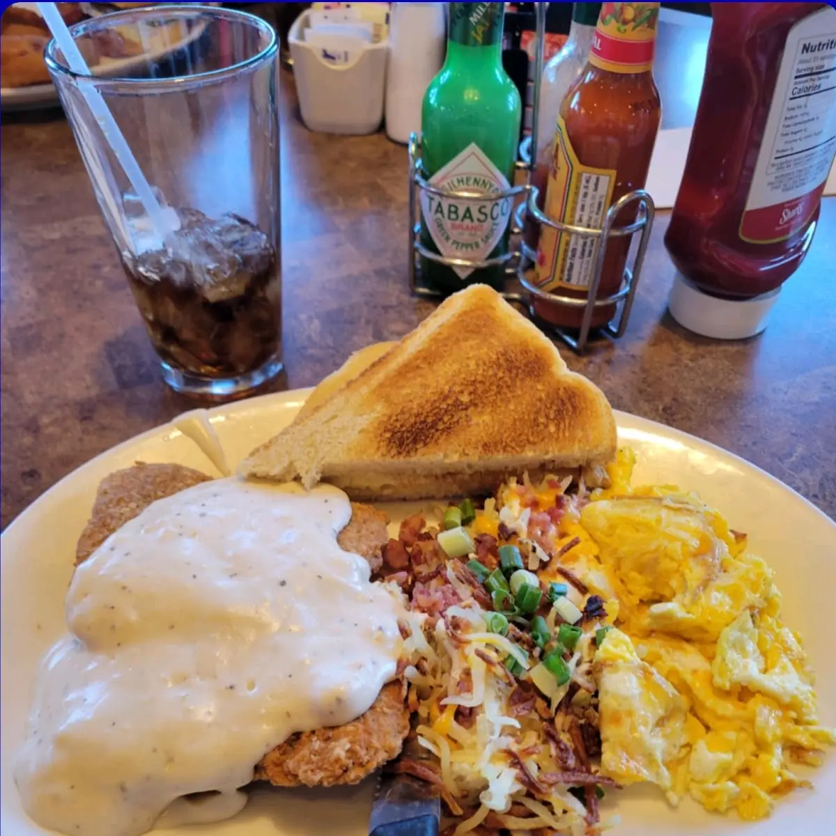 Chicken Fried Steak with Loaded Hash Browns