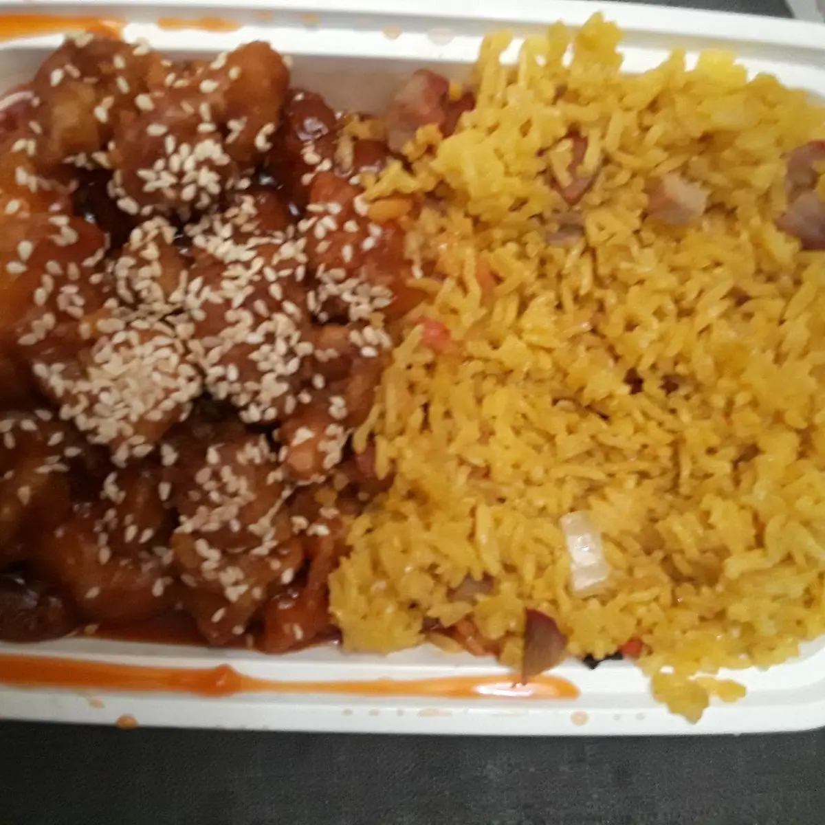 Seseme Chicken with Pork Fried Rice