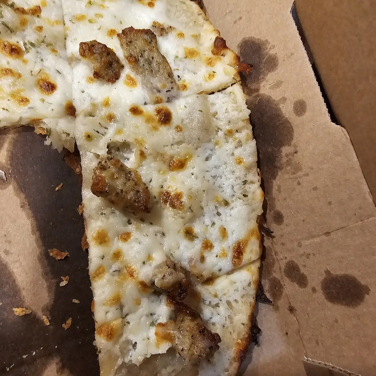Thin Crust Sausage and Cheese Pizza