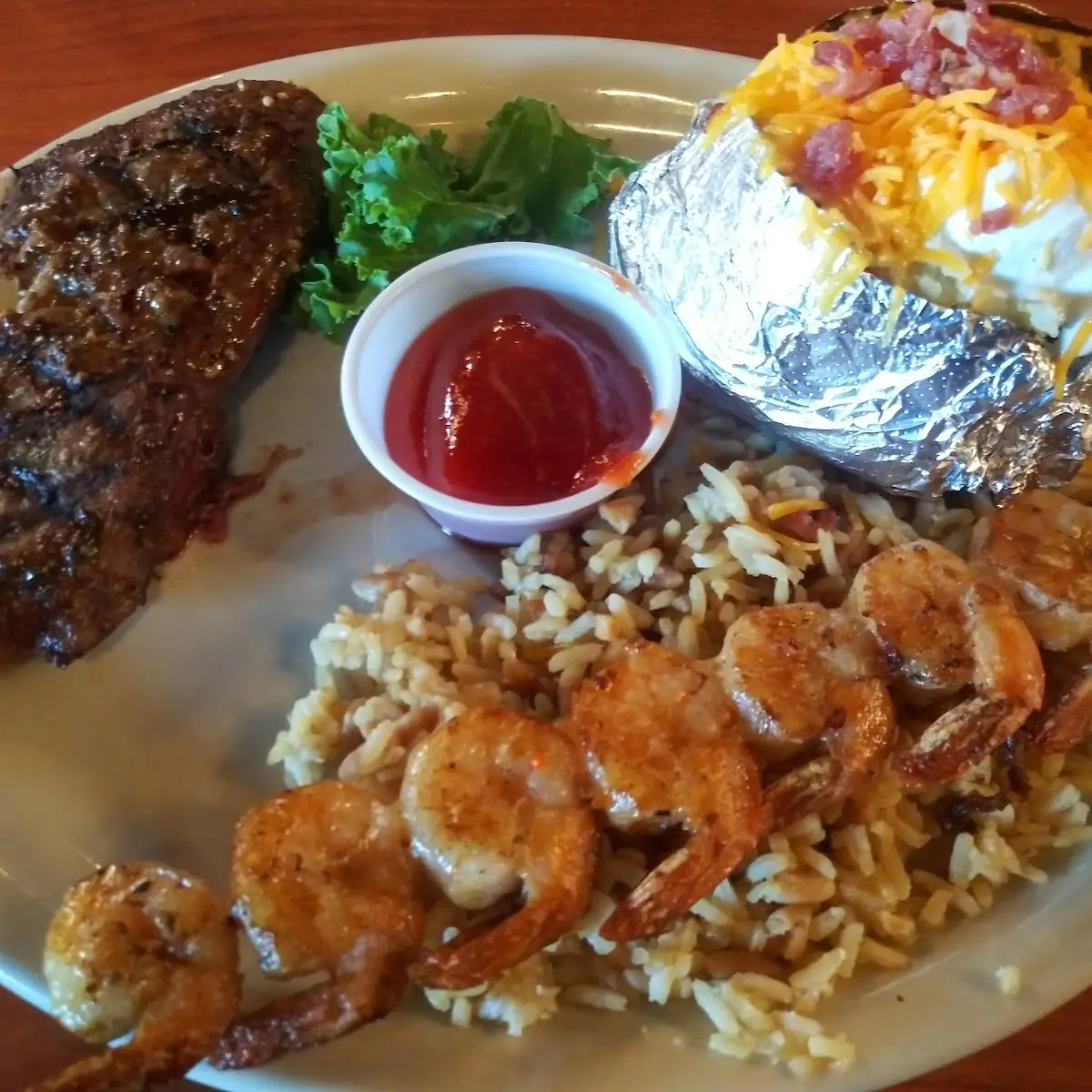 Sirloin and Grilled Shrimp