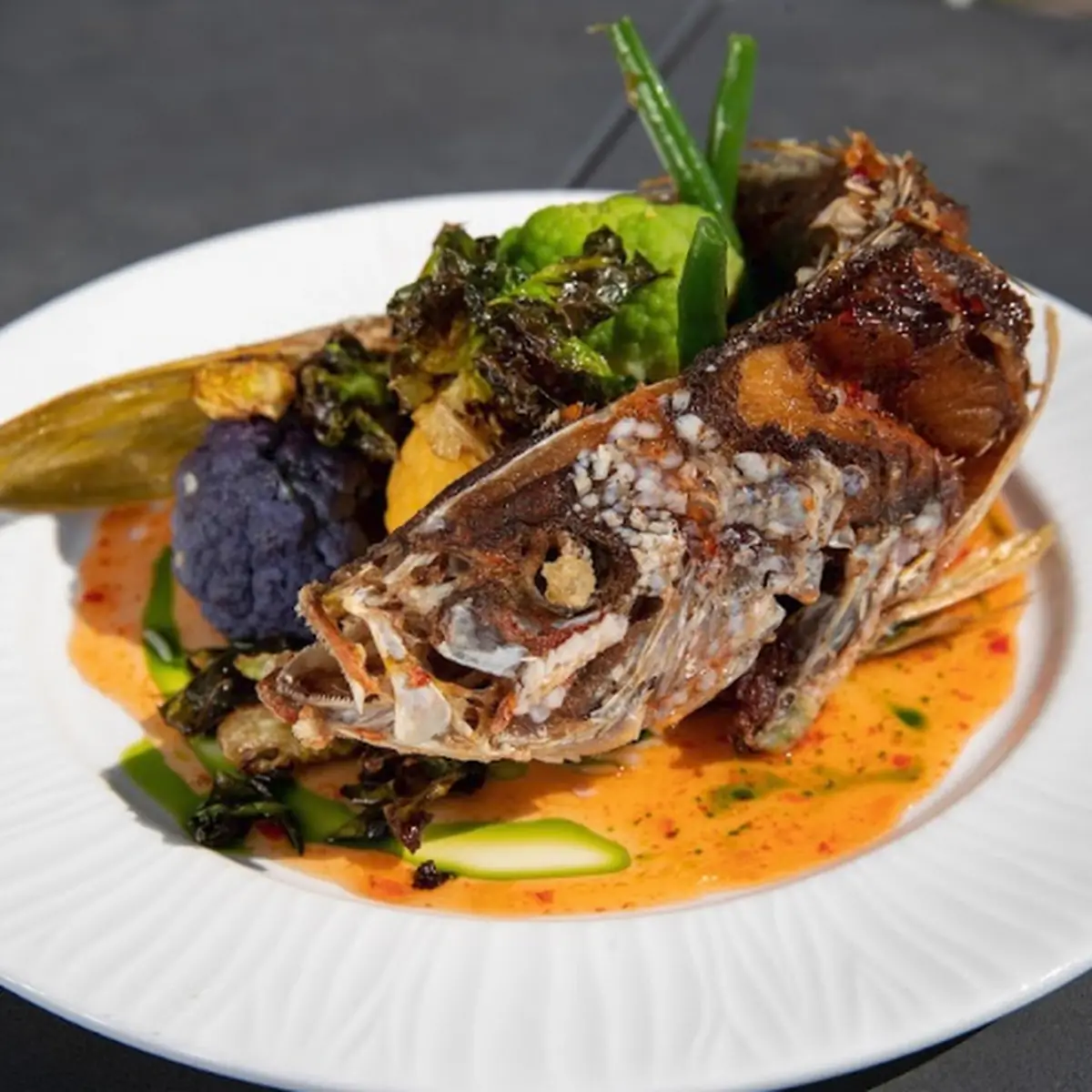 Whole Fried Yellow Tail Snapper