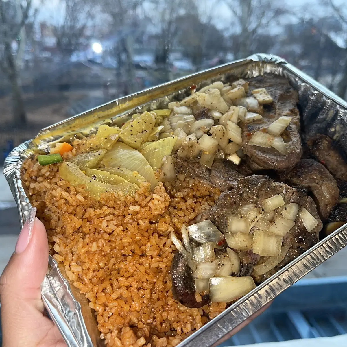 Dibi with Jollof Rice