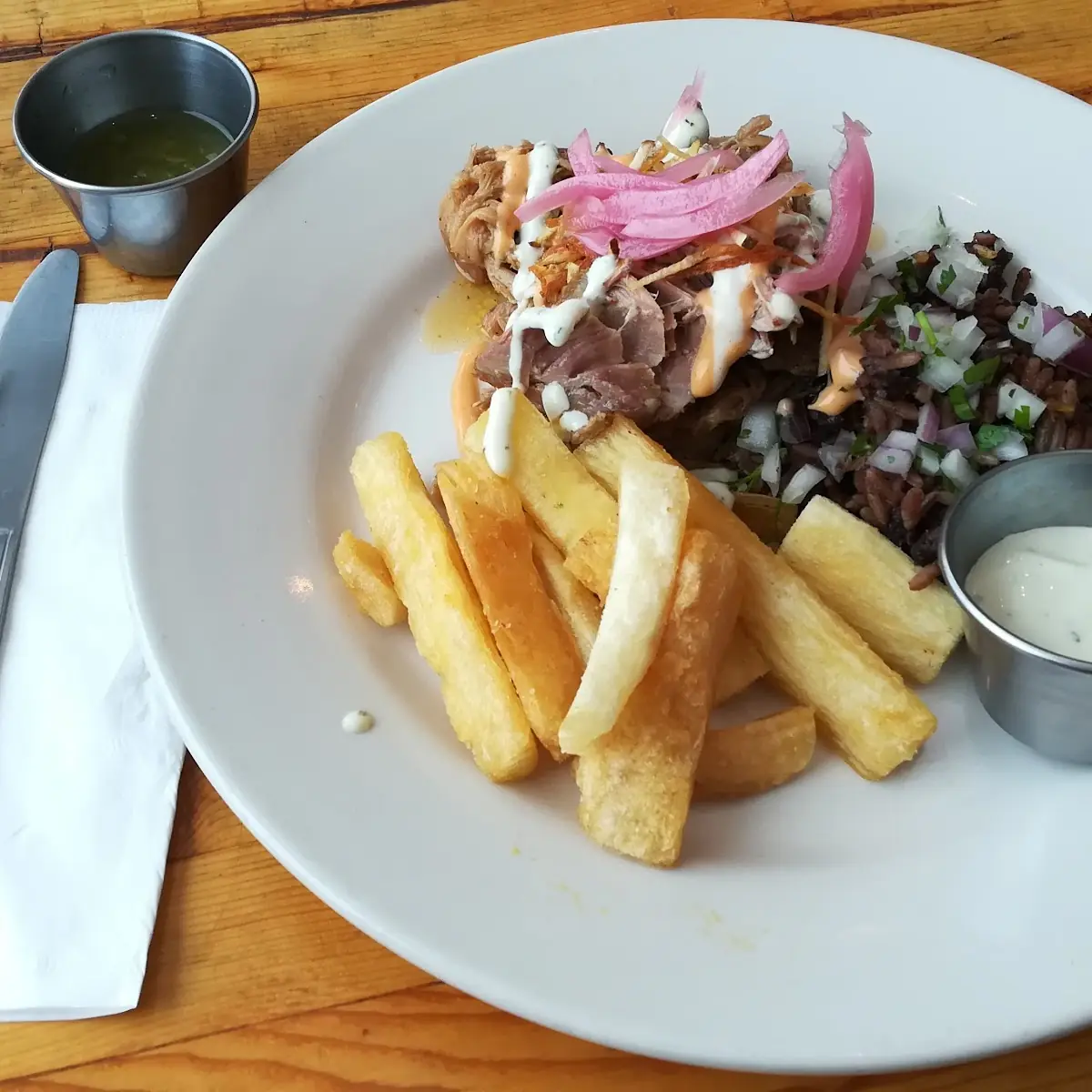 Pulled Pork Yucca Fries Black Beans