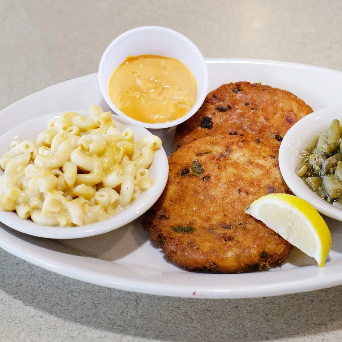 Fried Crab Cakes w 2 Sides