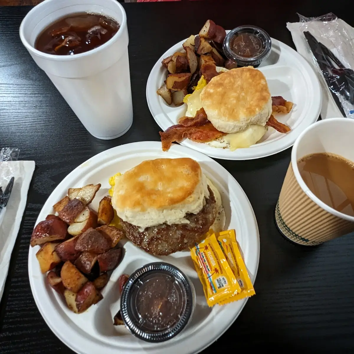 Sausage Bacon Egg & Cheese Biscuit w True Homefries