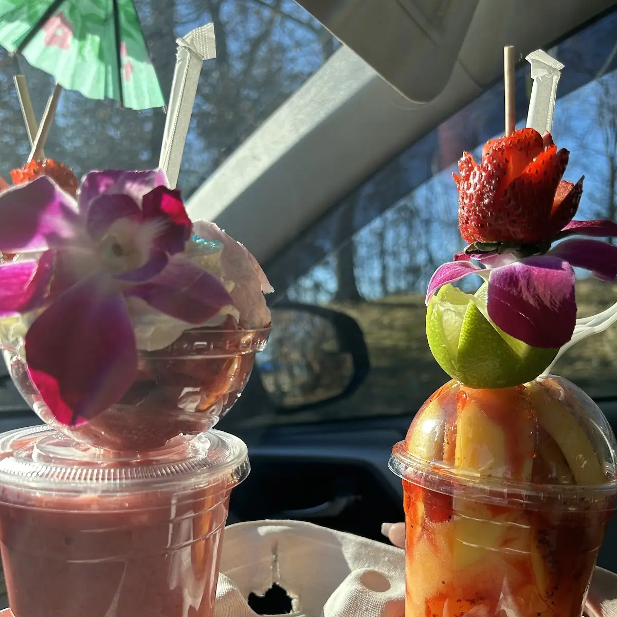 Mangonada and a Strawberry Smoothie