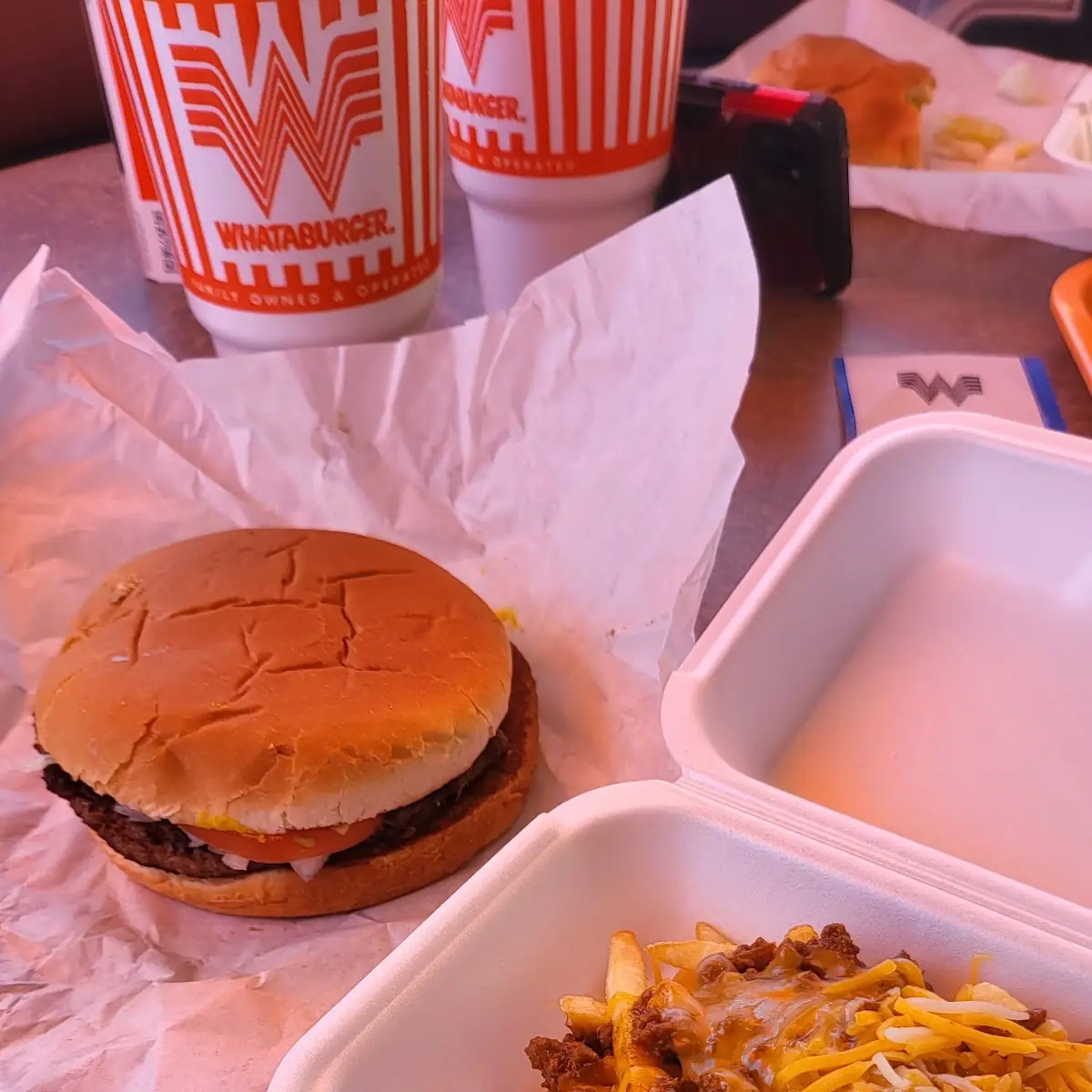 Hamburger and Chili Cheese Fries