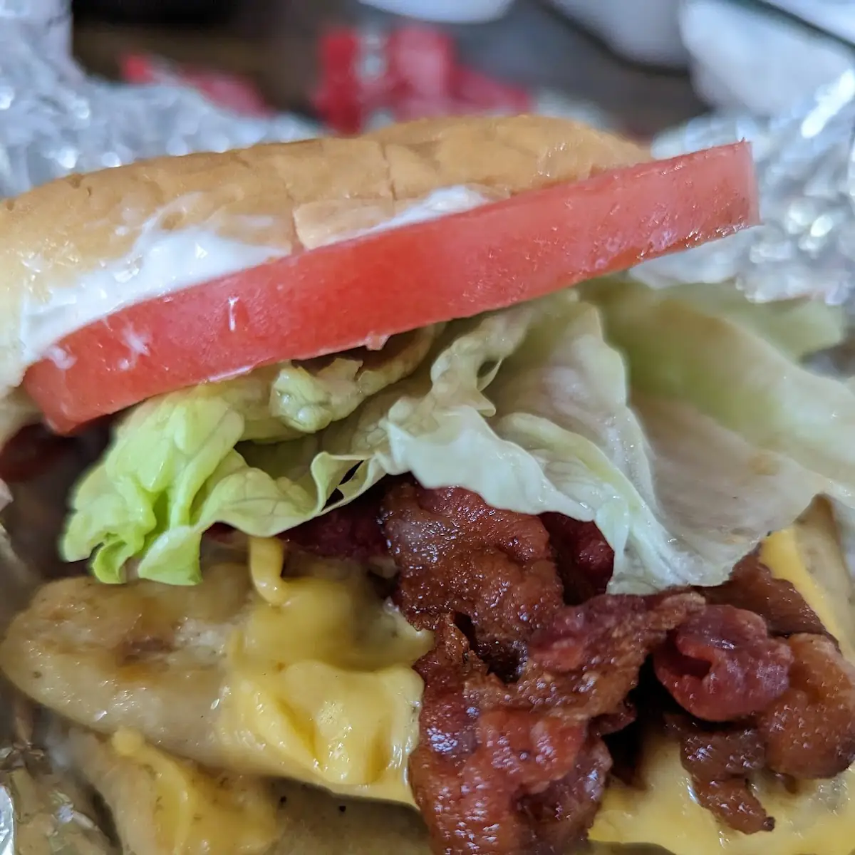 Chicken with Bacon Cheese Lettuce Tomatoes Sandwich