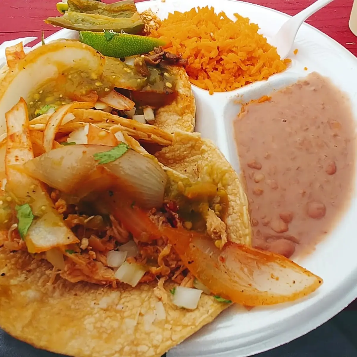 Chicken and Beef Taco with Beans and Rice