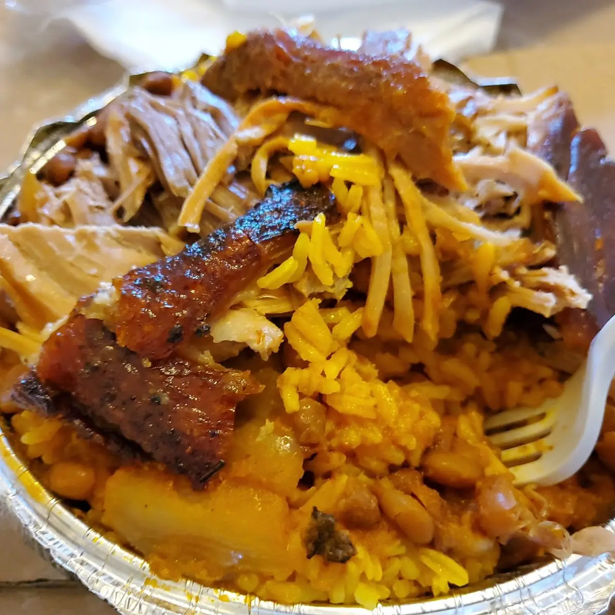 Roasted Pork with Beans and Yellow Rice