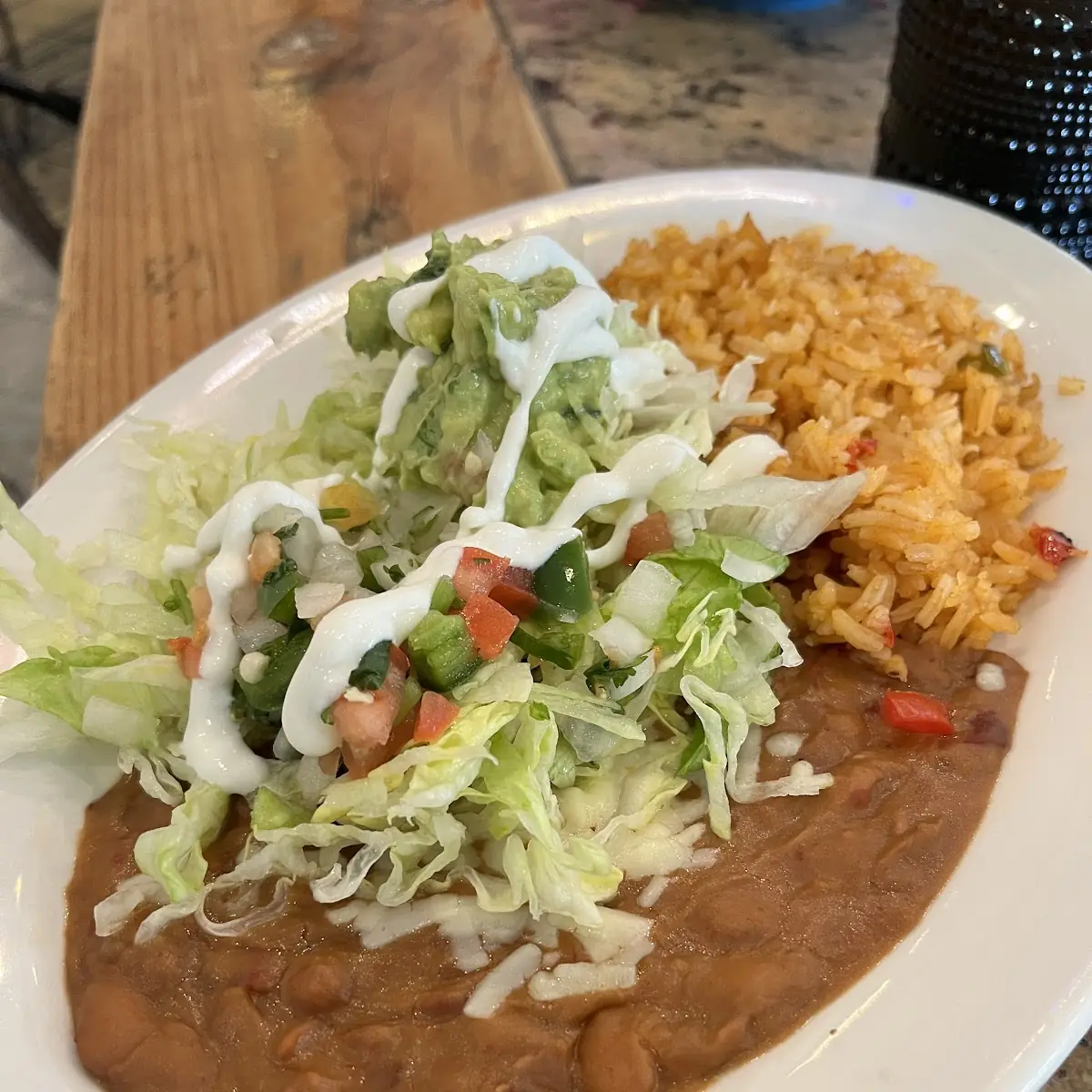 Rice Beans and Salad