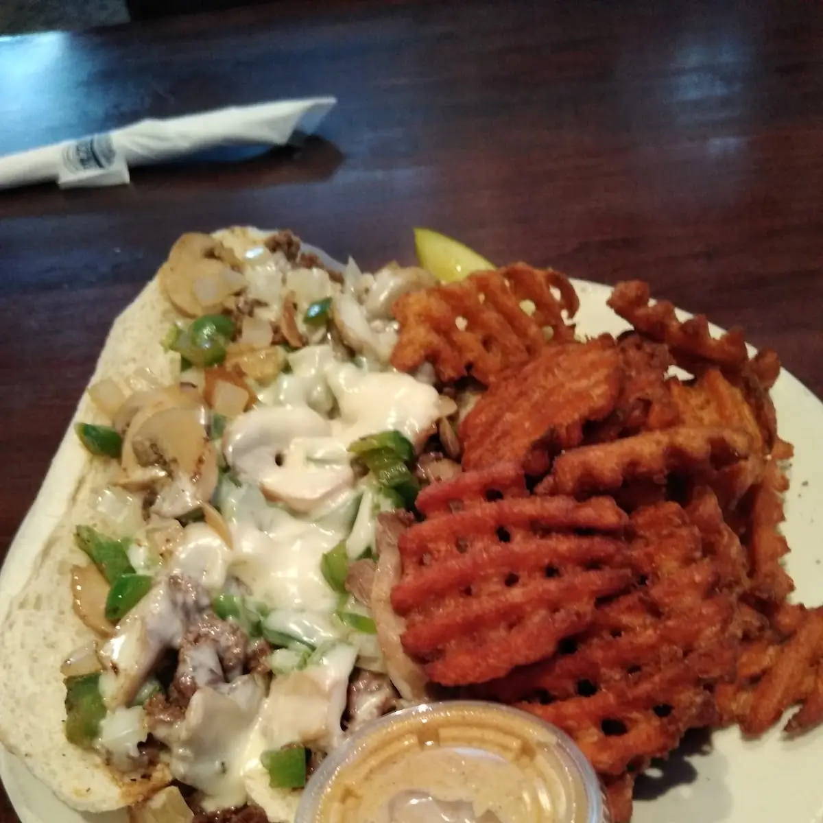 Famous Steak Philly with Sweet Potato Fries