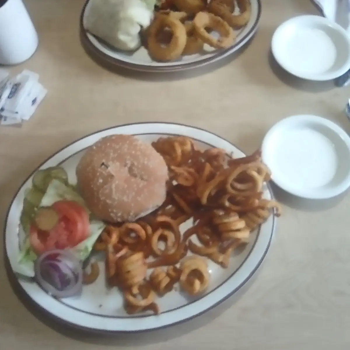 Cheese Burger and Curly Fries