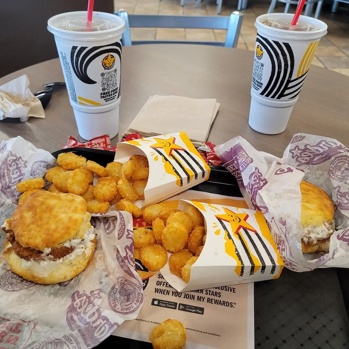 Two Pork Chop Biscuits and Gravy Hash Browns