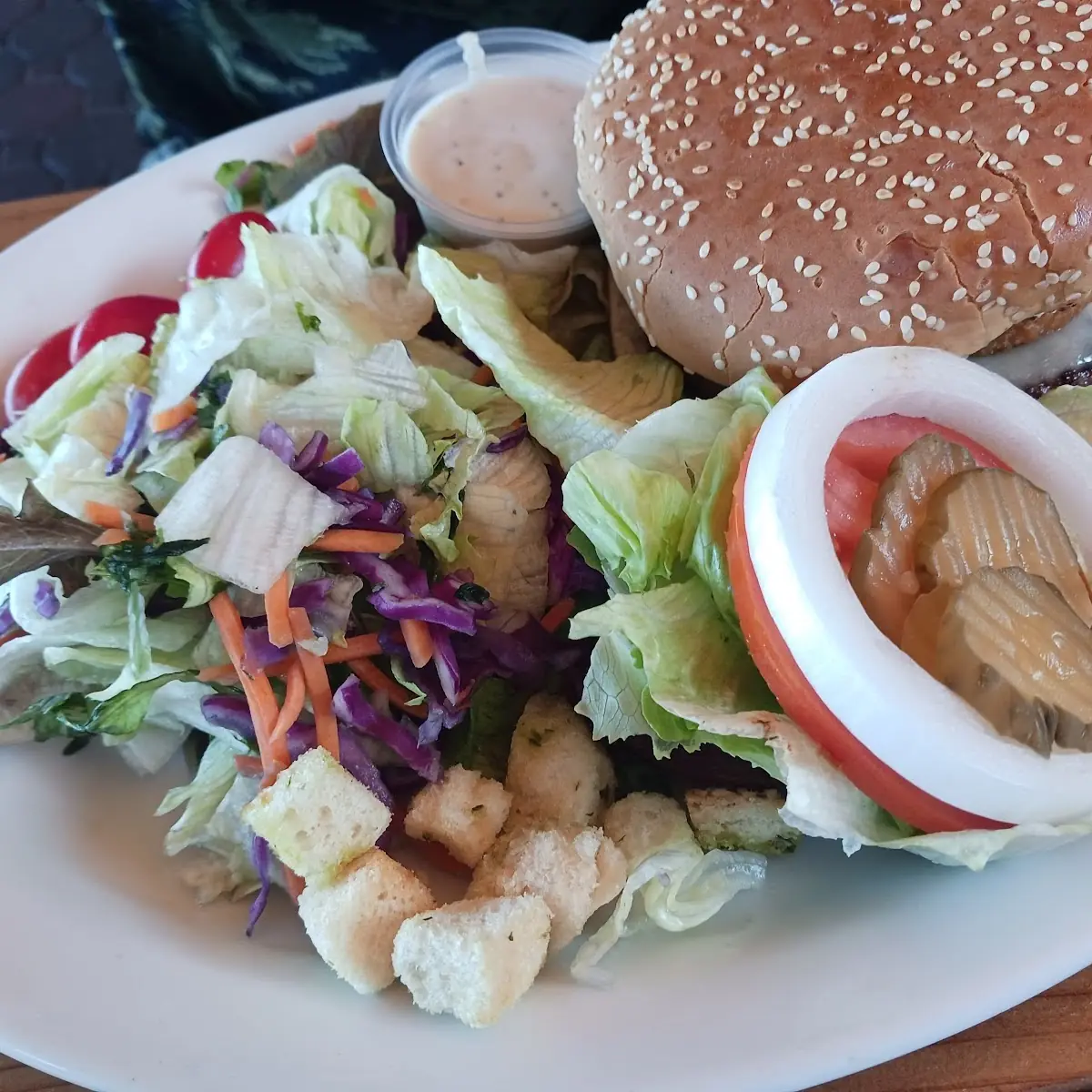Blue Cheese Burger with Salad