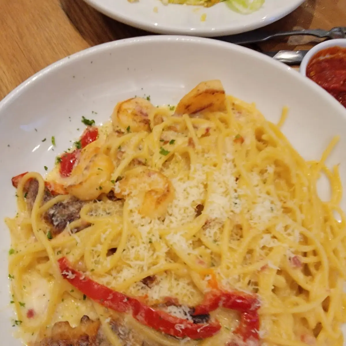 Chicken and Shrimp Carbonara Pasta
