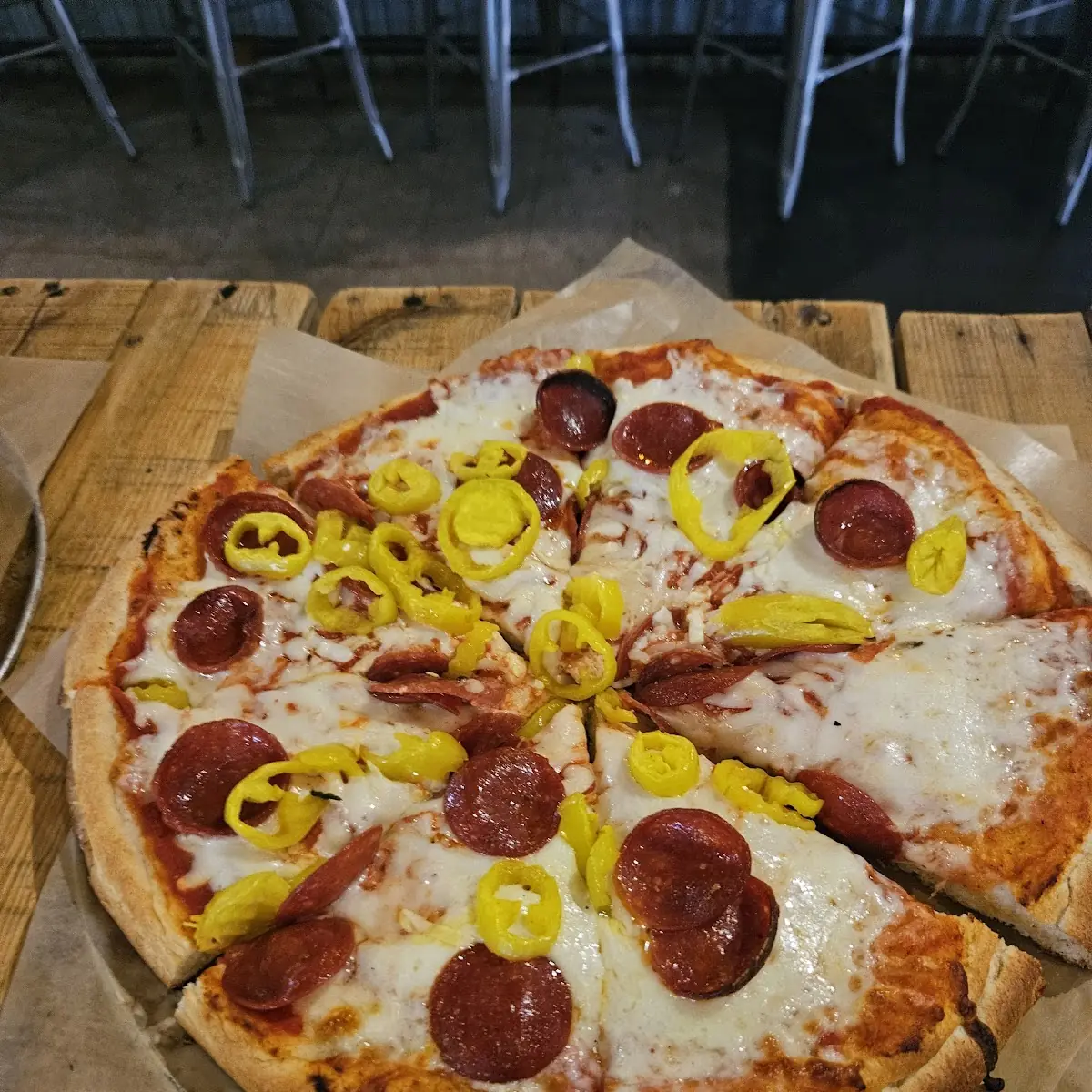 Banana Pepper Pepperoni Pizza