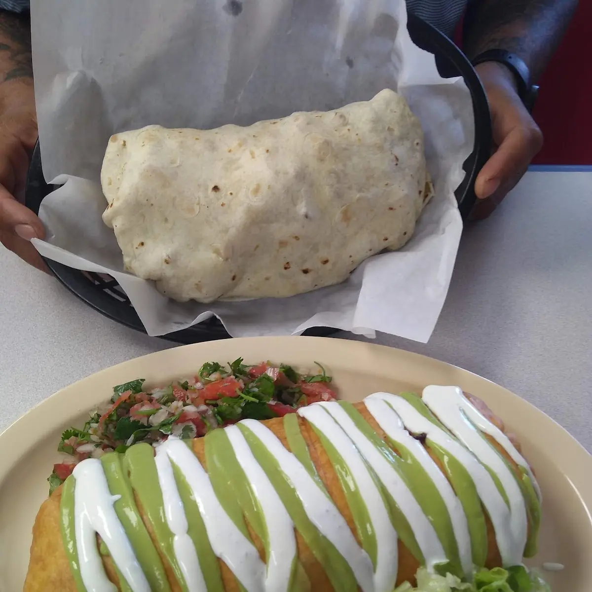 Chicken Chimichanga and California Burrito