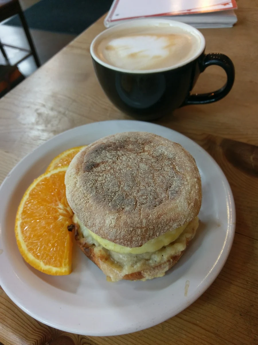 Latte and Breakfast Sandwich