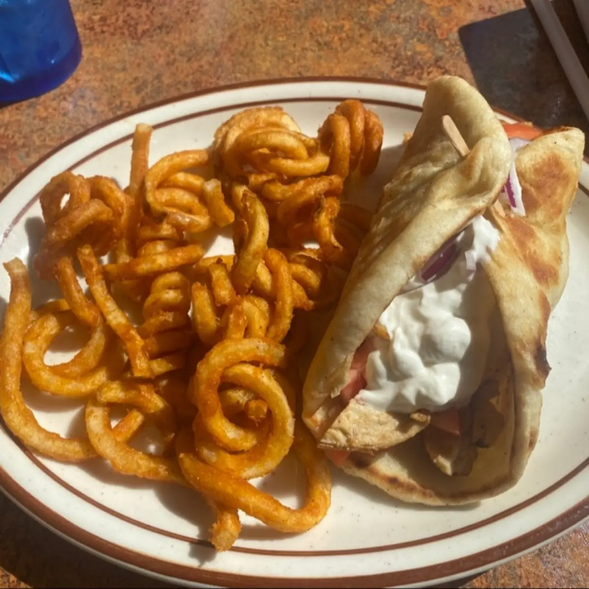 Chicken Gyro with Curly Fries