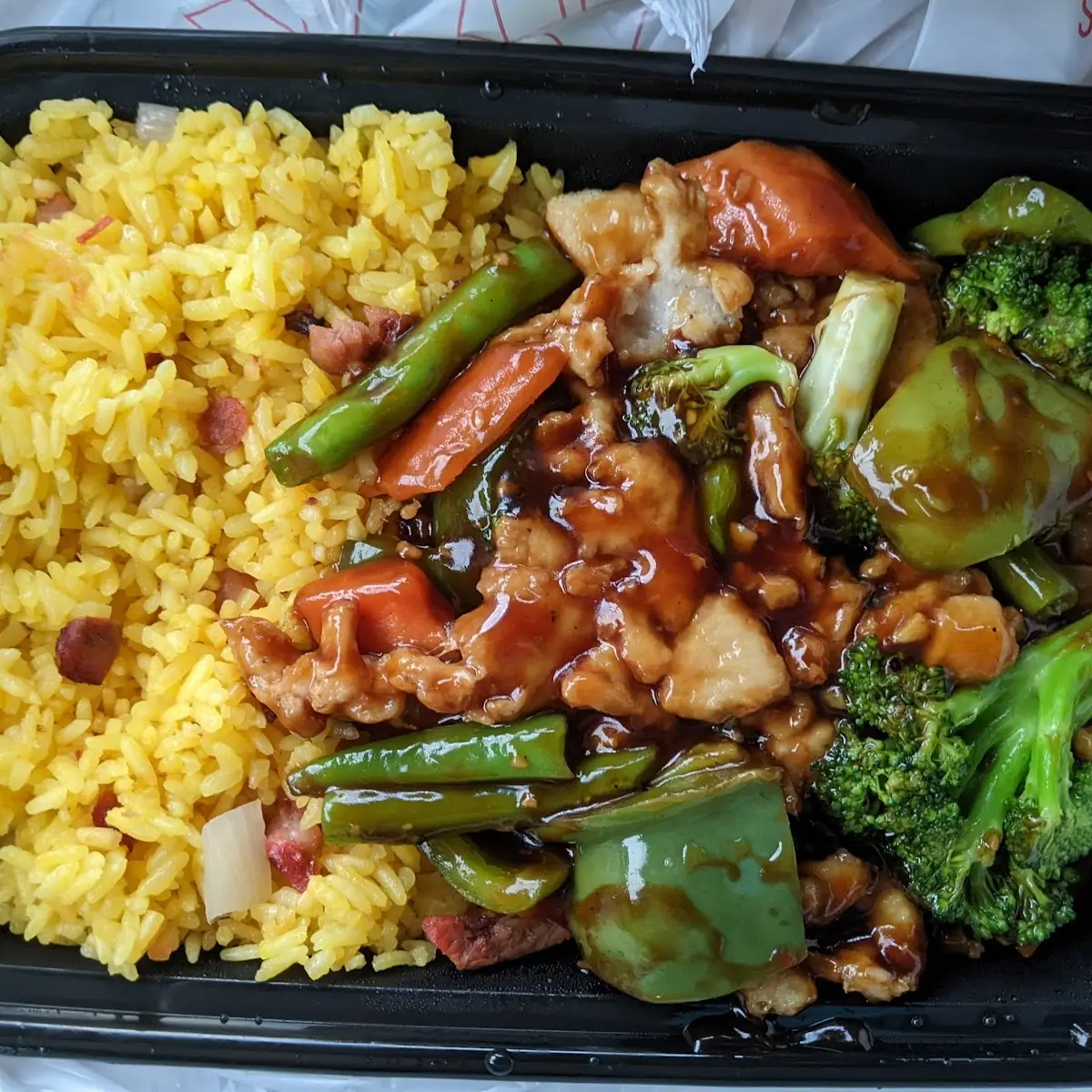 Garlic Chicken with Mixed Vegetable Fried Rice